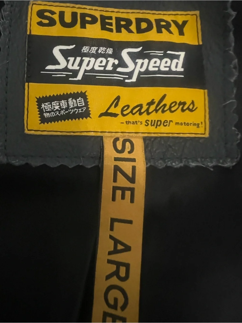 Superdry Super Speed Leather Jacket Black Italian Leather Moto Slim Fit Sz L